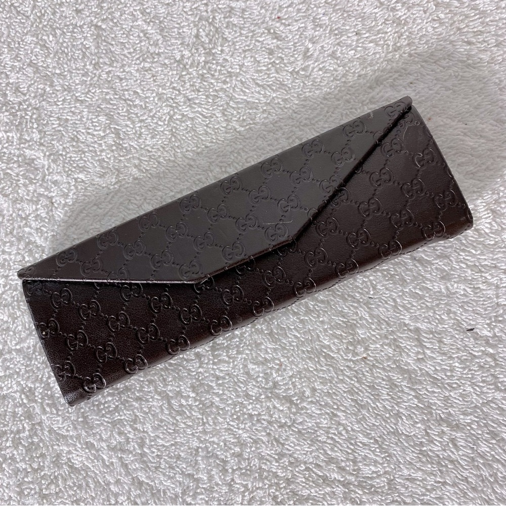 Gucci Brown Embossed Clip On Sunglasses Lens Case